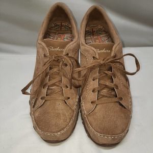 NWOB Skechers Tan Suede Relaxed Fit Air-Cooled Memory Foam Sneakers 8